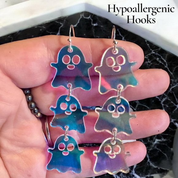 Silver Ghost Earrings - Picture 1 of 1